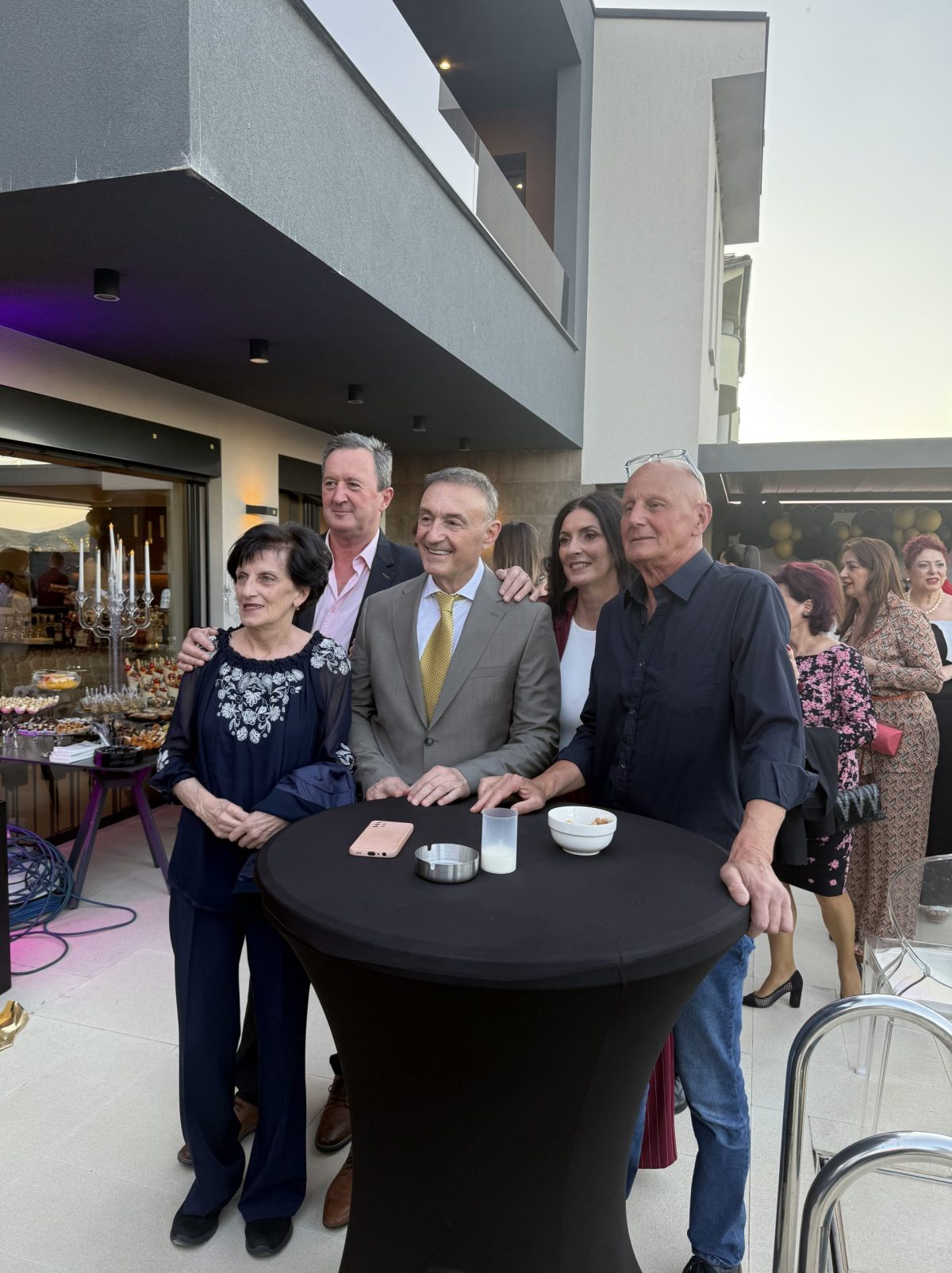 Dr Tashe With Friends At A Table On His Birthday Plodnost Hospital Bitola