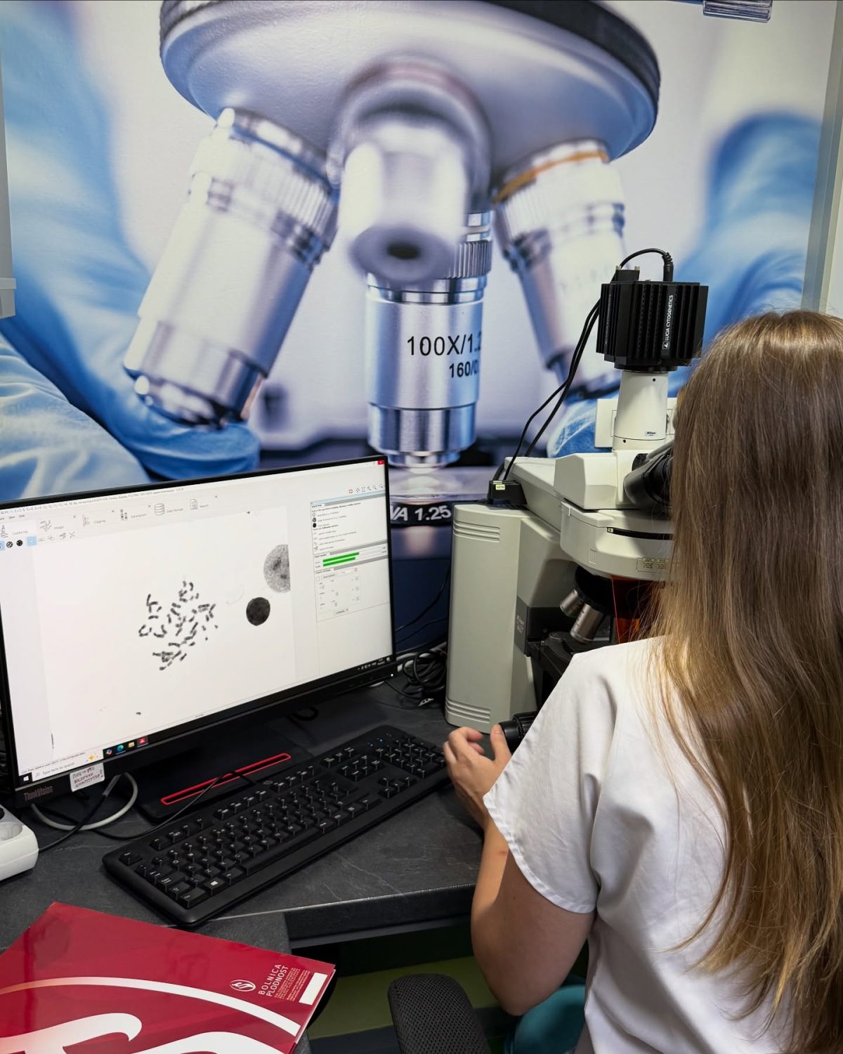 Karyotyping Doctor At Work Microscope
